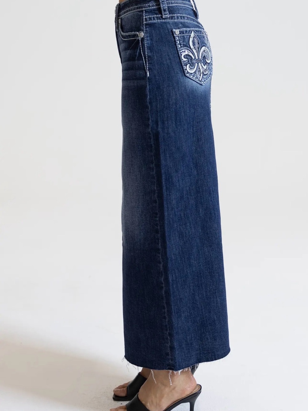 Miss Me Dark Blue Denim Maxi Skirt - Picture 8 of 10
